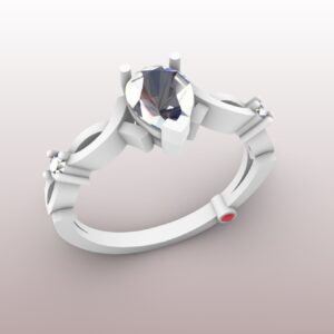 Кольцо с камнем "Груша" 5-7 мм