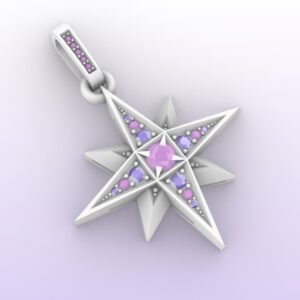 Кулон «Звезда 2» с центральными камнями 3-4 мм камни